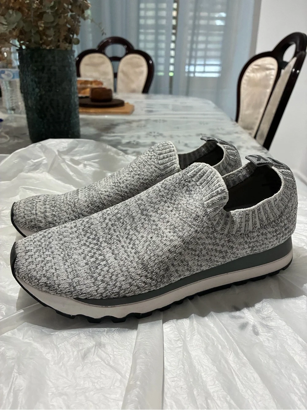 DKNY Men's Gray Knit Slip-On Sneakers
